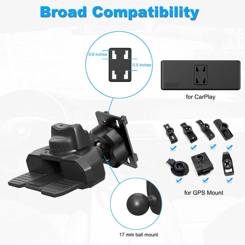 JCTRIWAY 360 CD Mount for Carplay Screen, Rotation CD Slot Carplay Mount for Car, Sturdy and Secure Carplays Holder