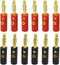 12Pcs/6pair 4mm Stackable Banana Plugs, Gold Plated Connectors for Speaker Wire