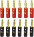 12Pcs/6pair 4mm Stackable Banana Plugs, Gold Plated Connectors for Speaker Wire