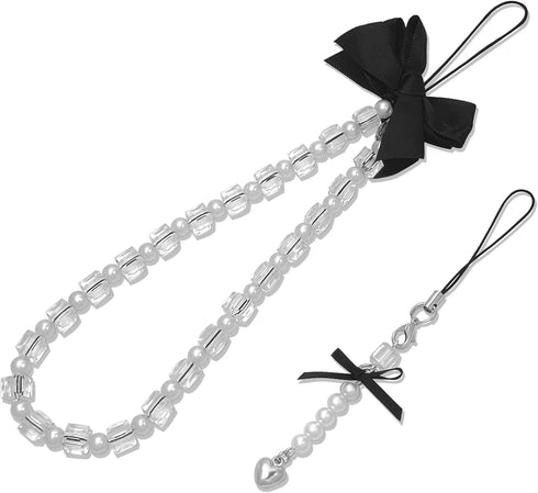 cioatu 2 Pack Phone Charms, Cute Aesthetic Beaded PhoneCharm Strap Phone Lanyard String
