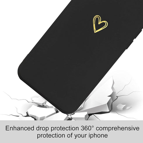 Cute Slim Shockproof Phone Case for iPhone 13, with Wireless Charging Support and Protection (Black)