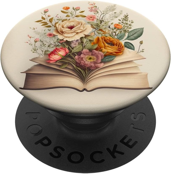 Librarian Flowery Book Lover Floral Aesthetic PopSockets Standard PopGrip