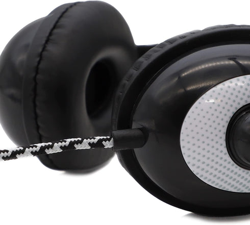 Avid AE-36 Headset in White with Adjustable Boom Mic for Education, Testing, Classroom, and School Use.