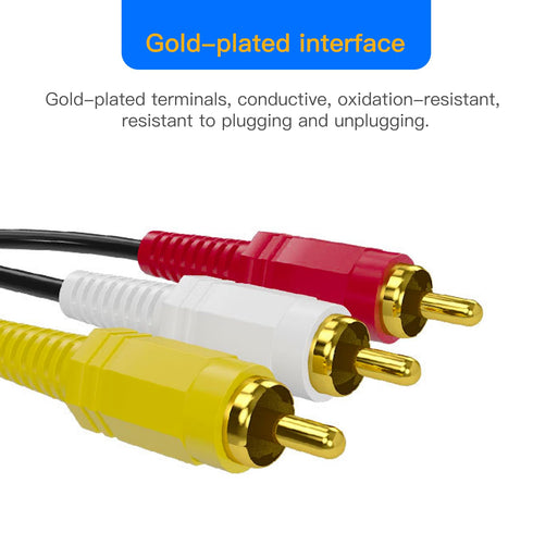 HTDYOO 3 3 Male-4.6 Feet/1PCS RCA Cable, AV Cable Gold Plated, Yellow/White/red connectors Male