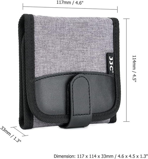 JJC Lens Filter Pouch Case for Circular Filters Up to 82mm - 3-Pocket Lens Filter Wallet with Fasten Belt Loop