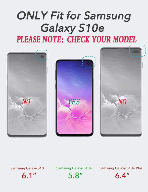 Galaxy S10E Case: 3-in-1 Shockproof Heavy Duty Protection, 2 Nano Explosion-Proof Films, Black/Grey