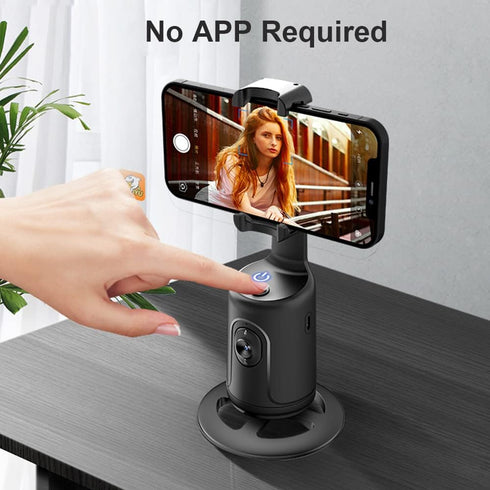 Auto Face Tracking Tripod, 360° Rotation Auto Tracking Phone Holder, Adjustable Lens Stable Base for Vlogs & Video Chats