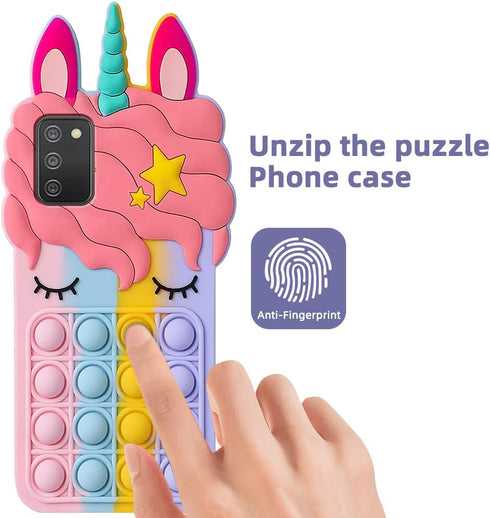 for Samsung Galaxy A02S/A03S Case, Cartoon Fun Kawaii Cute Silicone Bubble Button Decompression Case