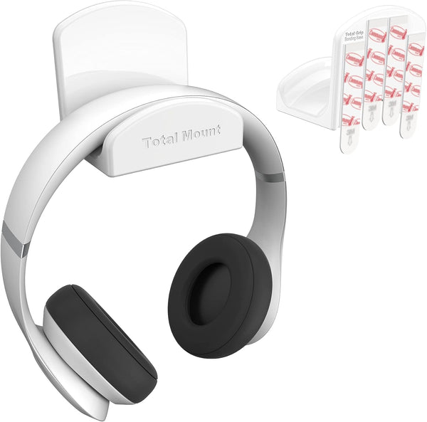 TotalMount Headphone Hanger – Premium White Headphone Hook, One Pack, Includes Removable Adhesive Strips for Easy