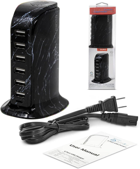 Aduro 40W 6-Port USB Desktop Charging Station Hub Wall Charger for iPhone, iPad, Tablets with Smart Flow