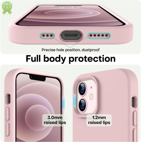 LOVE 3000 iPhone 12/iPhone 12 Pro Case, Premium Silicone with Soft Anti-Scratch Lining - Pink Sand