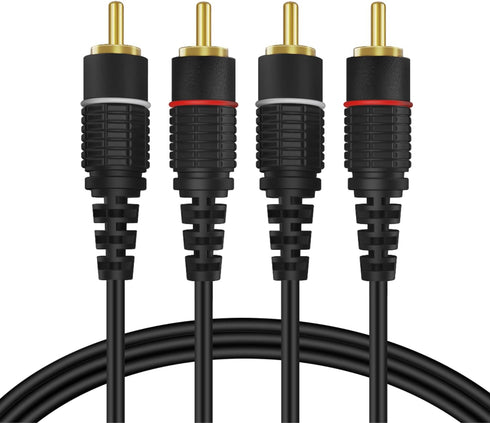 TNP RCA Cables 12ft - Gold Plated 2RCA Male to 2RCA Male Stereo Audio Cable for Home Theater