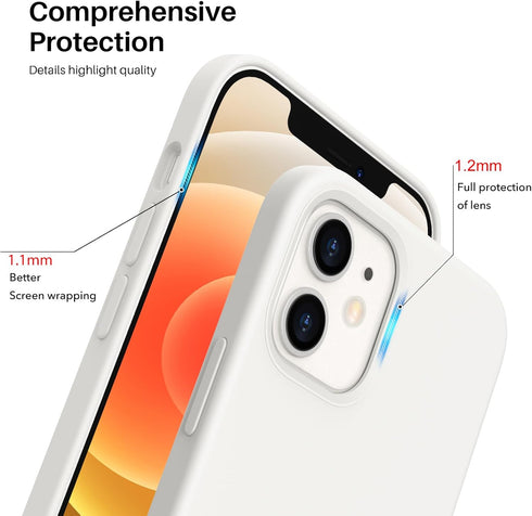ORNARTO Slim Liquid Silicone 3 Layers Full Covered Soft Gel Rubber Phone Case Cover for iPhone 12 and iPhone 12 Pro 6.1