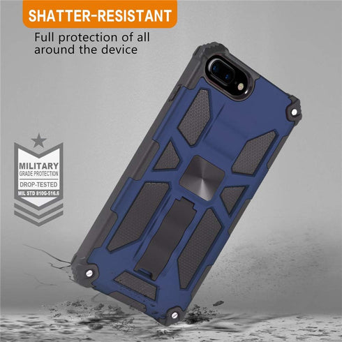 Asuwish iPhone 6/6s/7/8 Plus Case with Tempered Glass Protector & Kickstand - Blue for Men & Women.