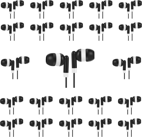 Earbuds Bulk 100 Packs Black Headphones, Wired Earphones Individually Bagged for Classrooms, School, Hospital