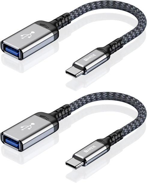 2-Pack USB 3.0 to USB C Male Adapter, Type-C Male to USB Female Compatible with iPhone 15 Pro/Max, MacBook Pro