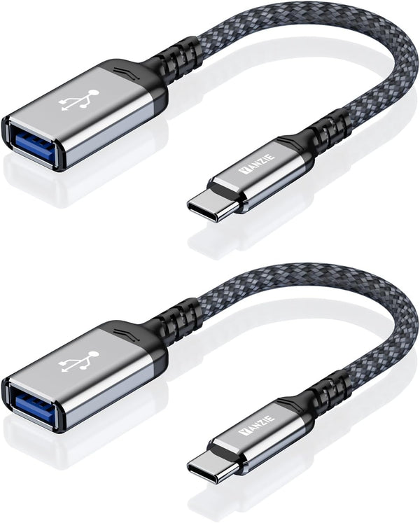 2-Pack USB 3.0 to USB C Male Adapter, Type-C Male to USB Female Compatible with iPhone 15 Pro/Max, MacBook Pro