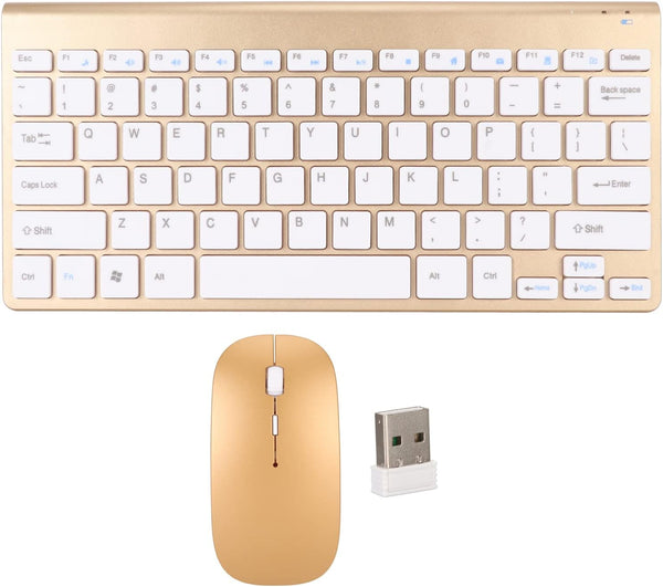 Wireless Keyboard and Mouse Combo, Compact Ultra Thin Waterproof Keyboard Power Saving USB Mouse Set for Computer