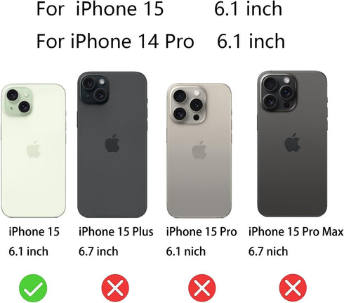 2 Pack Anti-Spy Matte Tempered Glass for iPhone 14 Pro/15 - 6.1" Anti-Glare Privacy Screen Protector, Electroplated