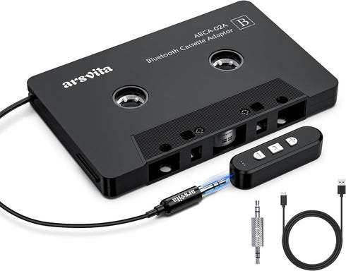 Arsvita Car Audio Cassette to Aux Adapter, 5.1 Bluetooth Receiver Kit for Cassette to Aux Adapter, Black