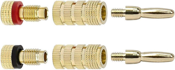 Monoprice Speaker Banana Plugs - 24k Gold Plated, Closed Screw Type, Color Coded - 20 Pairs