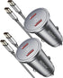 USB C Car Charger with 60W Braided Cable 3ft, 2-pack Mini 60W Fast Charging Cigarette Lighter for iPhone 15, Galaxy,