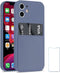 Ultra Slim Liquid Silicon Gel Case for iPhone 12 Mini 5.4" 2020, Lavender Grey, with Card Holder Sleeves Slot
