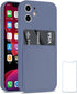 Ultra Slim Liquid Silicon Gel Case for iPhone 12 Mini 5.4" 2020, Lavender Grey, with Card Holder Sleeves Slot
