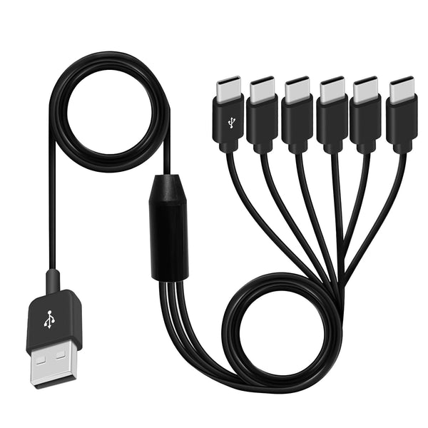 Poyiccot USB A to USB C Splitter Cable, 6 in 1 USB 2.0 Type A Male to 6 USB C Male Charging Cable, 5ft