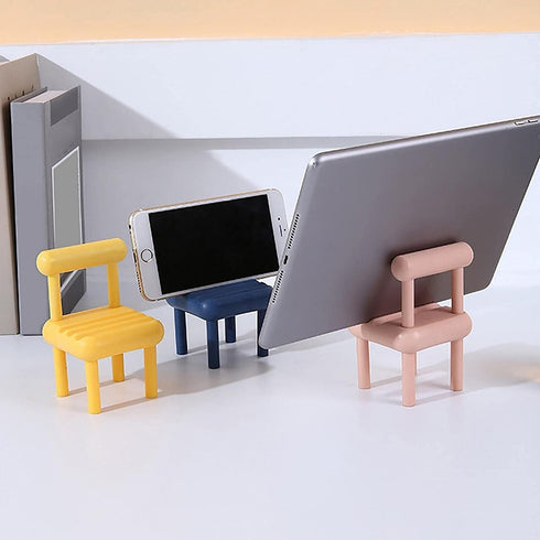 Melyaxu -1 Pack DIY Mini Chair Cell Phone Stand, Candy Color Mobile Phone Holder, Multi-Angle Chair Shape Table Phone