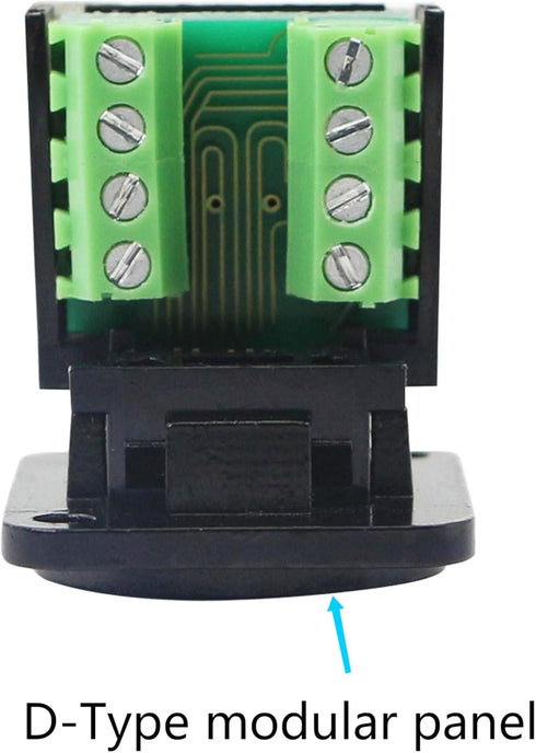 RJ45/8P8C D-Type Panel Mount Ethernet Extender Cat5E Terminal Solderless Network Adapter with Screw