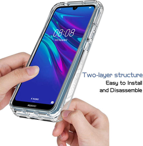 Mandala Phone Case for Huawei Y6 2019/Y6 Pro 2019/Y6s/Honor Play 8A with Tempered-Glass Screen Protector.