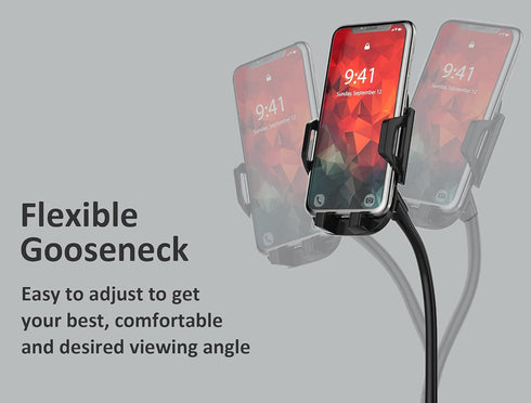 Double Phone Holder for Car Cup Holder – Flexible Neck, 360° Rotatable Cradle Car Phone Mount, Fits 2 iPhone, Samsung,