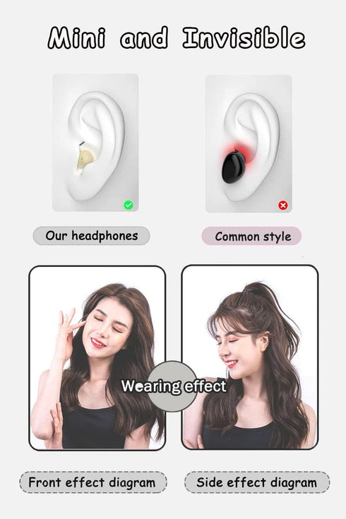 Invisible Earbuds Small Mini Hidden Earbuds for Work, Sleep, Music (Nude)