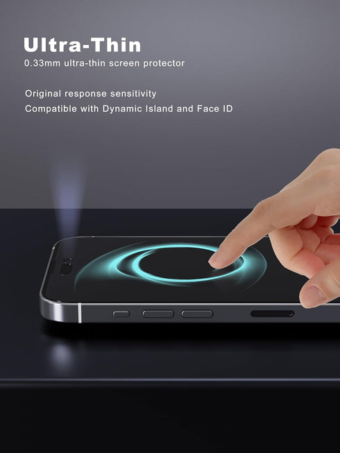 2 Pack Matte Screen Protector for iPhone 14 Pro, 6.1 Inch, Anti Fingerprint Anti Glare Tempered Glass, Easy Installation