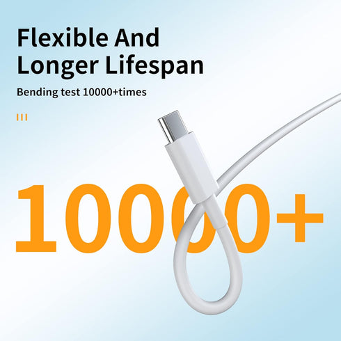 USB C Cable 5-Pack (3.3ft x3, 6ft x2) - Fast Charging USB A to USB C for Galaxy S10, S9, S8, Power Banks & More - White