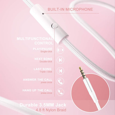 LORELEI X6 Over-Ear Headphones with Microphone, Lightweight Foldable Stereo Bass Headphones for Smartphone Tablet MP3/4