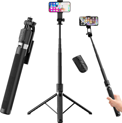 Rupital 71 Tall Selfie Stick Tripod with Remote, 180cm Extendable Phone Tripod Stand