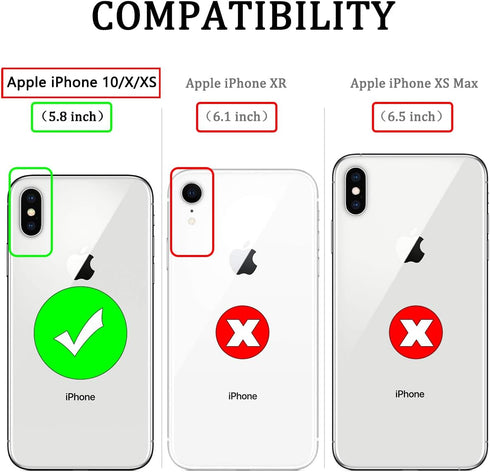 Korecase Dual Layer Case for iPhone X, iPhone Xs, Military Armor Protection with 360 Degree Swivel Ring Kickstand, Red