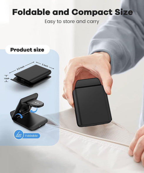 Fast Wireless Charger for Samsung - 2 in 1 Foldable Travel Charging Station, Compatible with Samsung Galaxy Z Flip