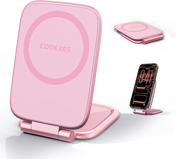 COOEXES Pink Foldable Magnetic Phone Mount, Hidefold Ultra-Thin Magnetic Phone Holder for Car