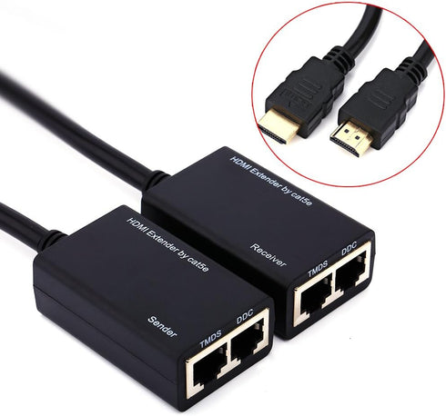 30M HDMI Extender Repeater by CAT5e, Sender + Receiver, TMDS DDC Over RJ45, Supports 1080P