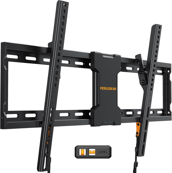 Perlegear UL-Listed Tilting TV Wall Mount for Most 37-82 inch TVs, Low Profile Tilt Bracket for Flat or Curved TVs