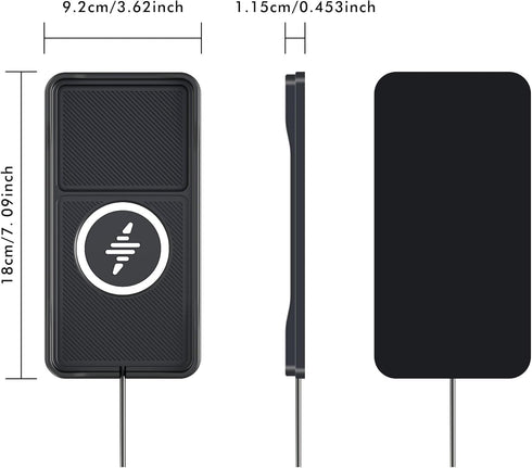 LANSEMKU 15w 17/16/15/14/13/12 S23 S22 S20 30cm Wireless Car Charger Pad, Fast Car Wireless Chargers Charging pad Non