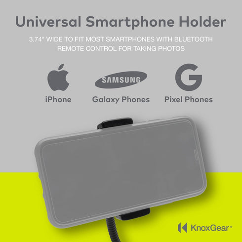 Knox Gear Clip On Selfie Ring Light Stand with Flexible Arm and Interchangeable Cell Phone Holder and Webcam/Camera