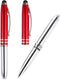 PATIKIL 2 Pack Ballpoint Pen with Stylus Tip and LED Flashlight, 3 in 1 Metal Pen Black Ink 1.0mm Medium Point