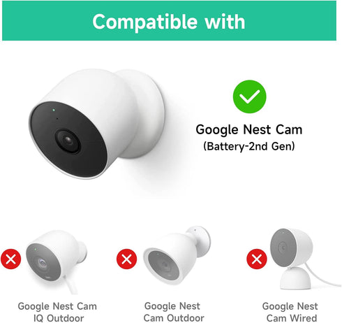 OLAIKE Anti-Drop and Anti-Theft Mount for Google Nest Cam Outdoor/Indoor,Battery-2nd Gen, Anti-Glare/Waterproof Nest Camera Mount Cover, Not Affect Nest Cam’s Night Vision(Camera Not Included),Black