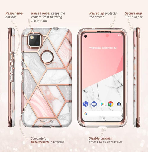 i-Blason Cosmo Series Slim Protective Case for Google Pixel 4a (5.8 inch, 2020), Stylish with Built-in Screen Protector
