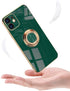 aowner Compatible with iPhone 12 Pro Max Ring Holder Case, Shiny Plating Rose Gold Edge, 360 Degree Rotation