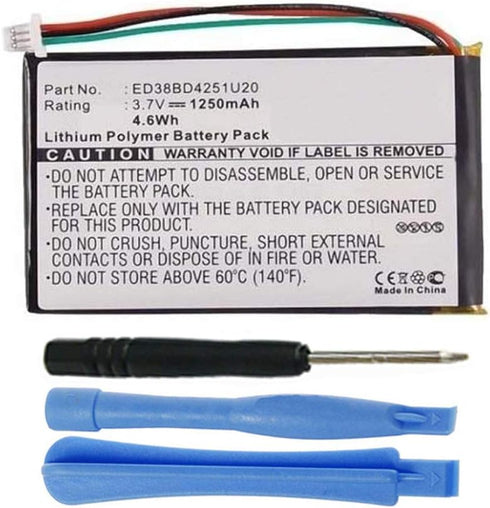 1250mAh ED38BD4251U20 Battery Replacement for Garmin Nuvi 1400, 1450, 1450T, 1490, 1490LMT, 1490T